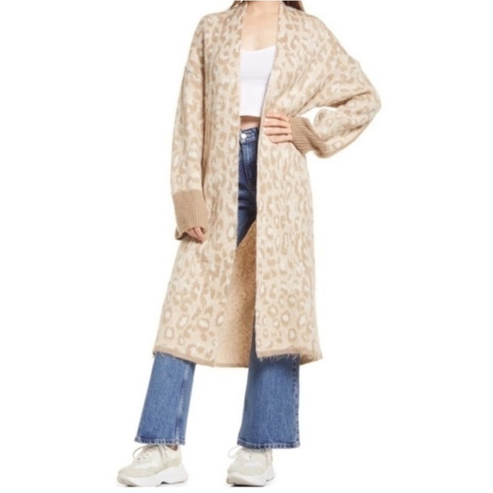 Topshop Beige Animal Print Cardigan